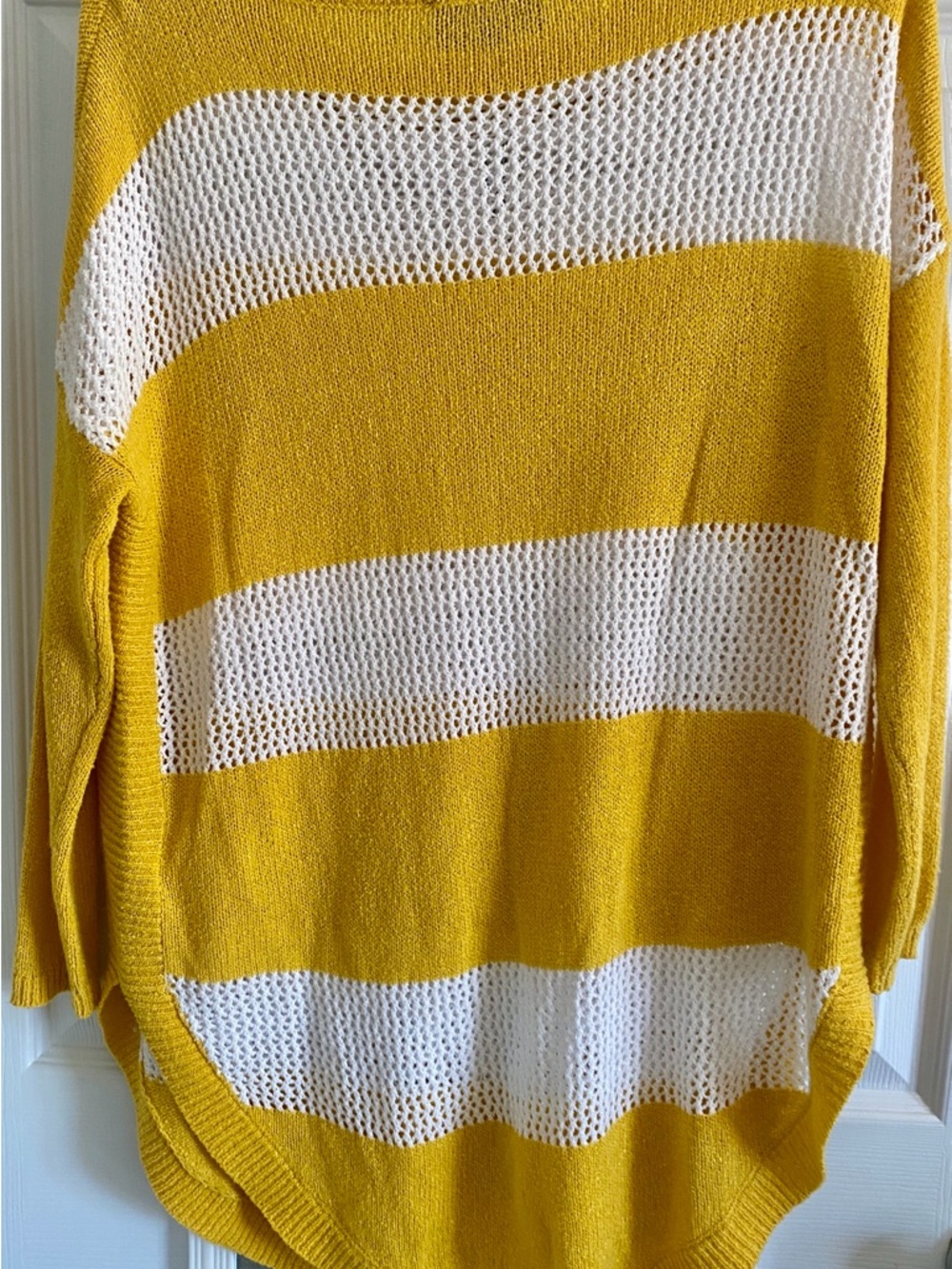Yellow and White Stripe Women's Knit Sweater Express